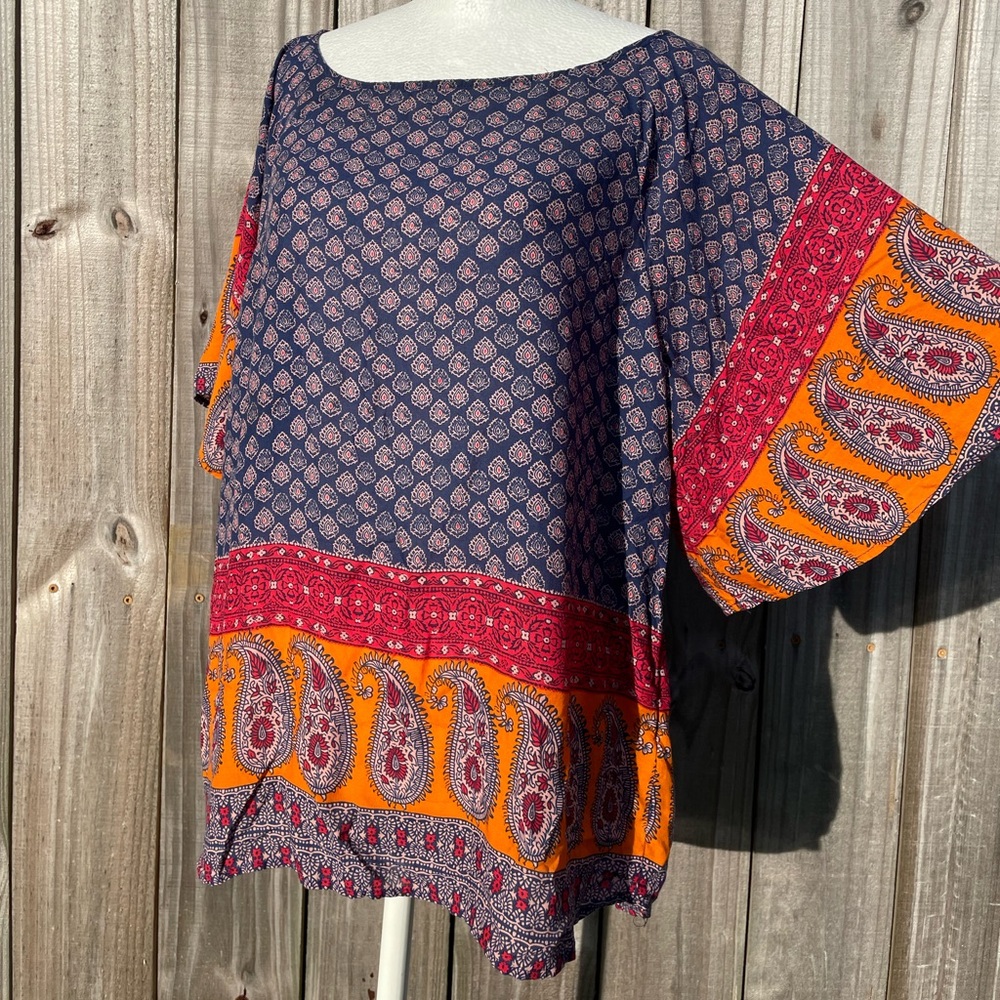 BLL New York Multicolor Paisley Boho Blouse Size Small